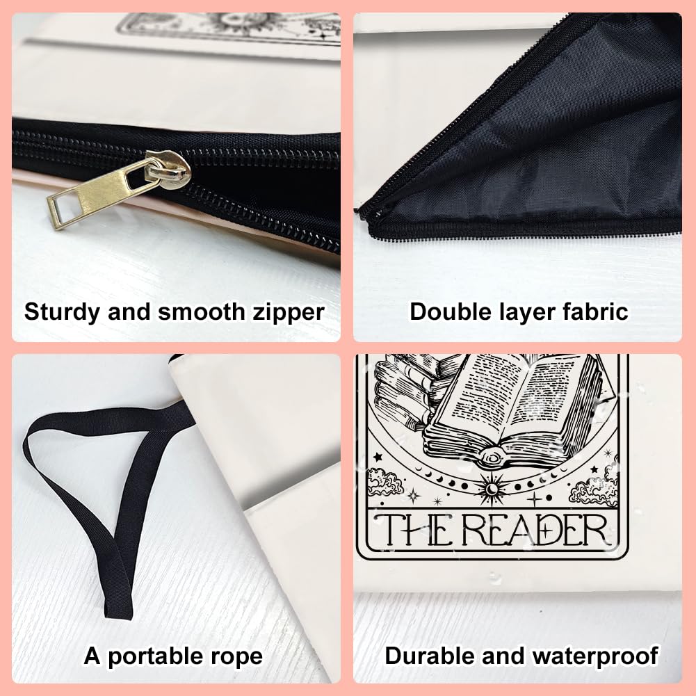 Hobbspring 1pc Paperbacks Book Covers 13.4x9.45 inch The Reader Tarot Card Book Sleeve with Zipper and Front Pocket Bookish Books Protectors for Students Teachers Back to School - Image 4