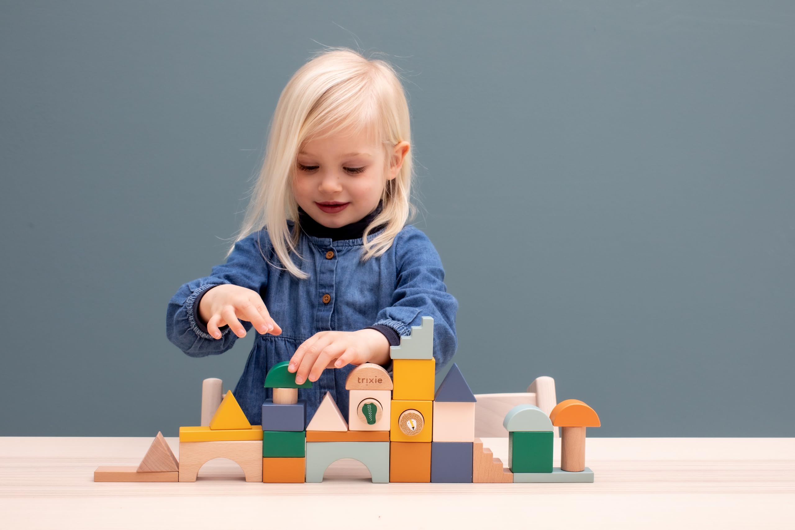 Trixie Wooden Block City - 31 Piece Set - Eco-Friendly and Educational Stacking Toy for Toddlers - Promotes Creativity and Motor Skills - Image 4