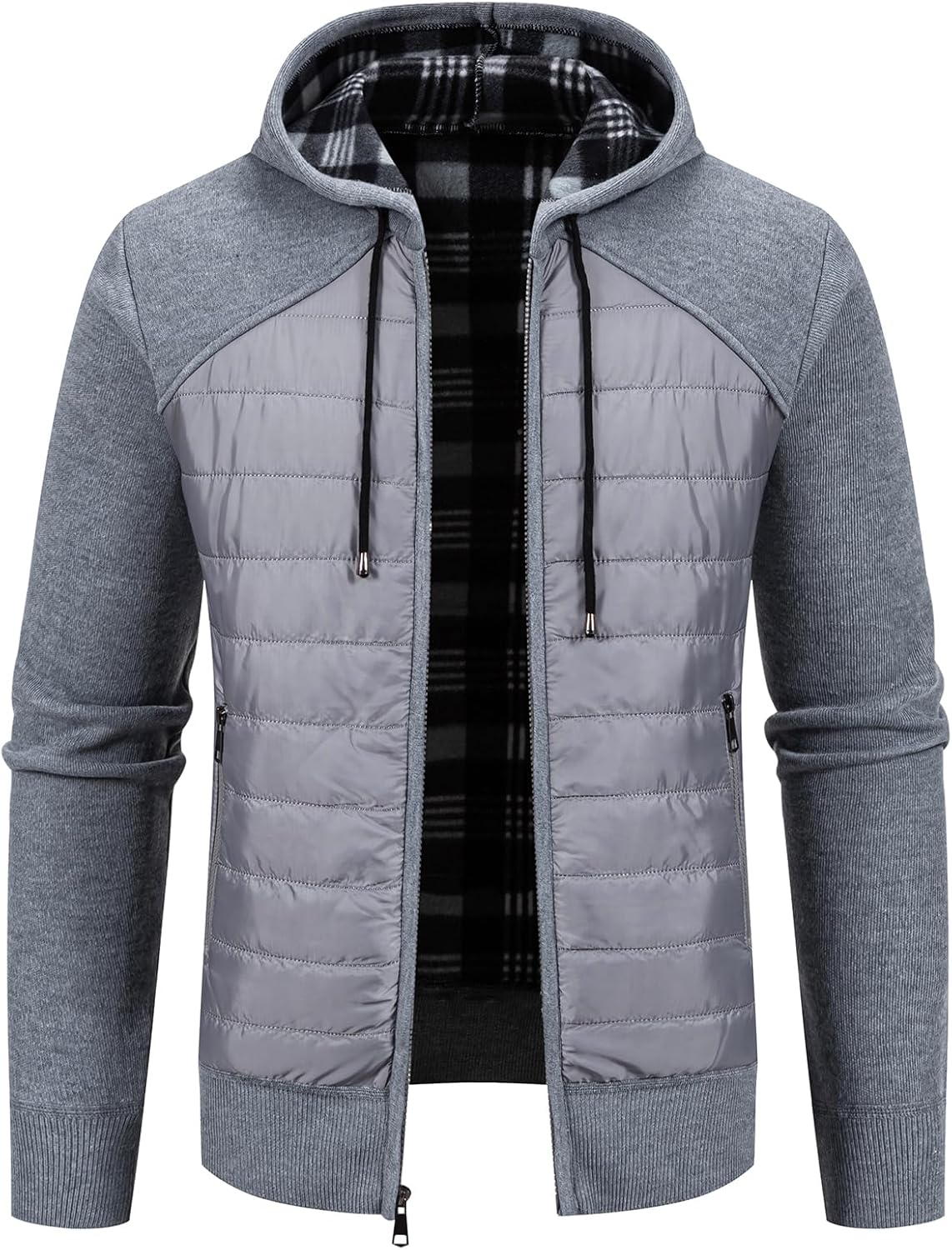Men’s Fleece Full-Zip Hoodie Cardigan Sweater Knit Hooded Casual Regular Fit Sweatshirt with Pocket