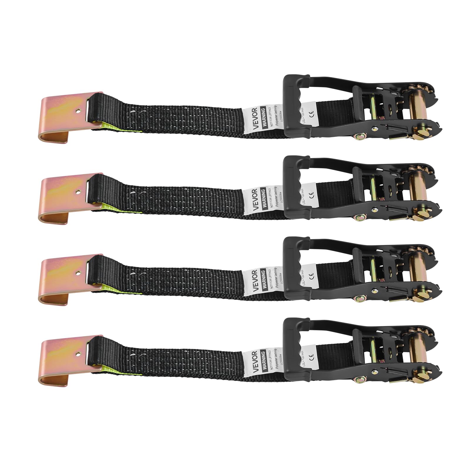 VEVOR Kit de Amarre de Calzo de Ruedas 50,8 x 3048 mm, Correas de Amarre para Rueda con Ganchos Planos, Resistencia a la Rotura de 4540 kg, Carga de Trabajo de 1512 kg, para Vehículos, SUV, Remolques