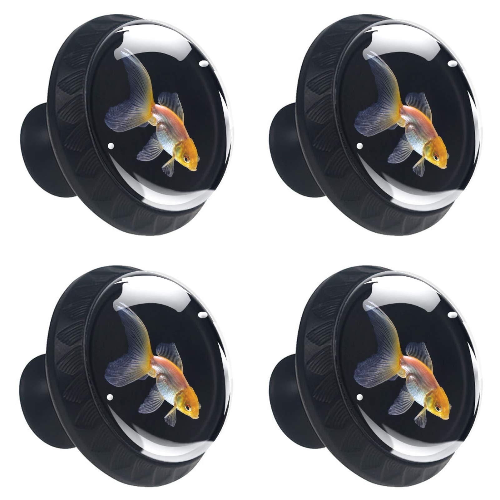 Boutons de tiroir en cristal poisson rouge 30mm | Lot de 4 pour placard et armoire