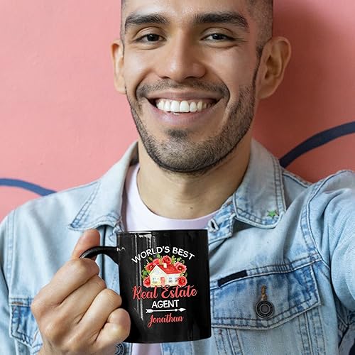 Miniatura 4 de Regalos de bienes raíces  Taza de café personalizada para agente de bienes raíces del mundo  Taza de cerámica personalizada con nombre de agente de