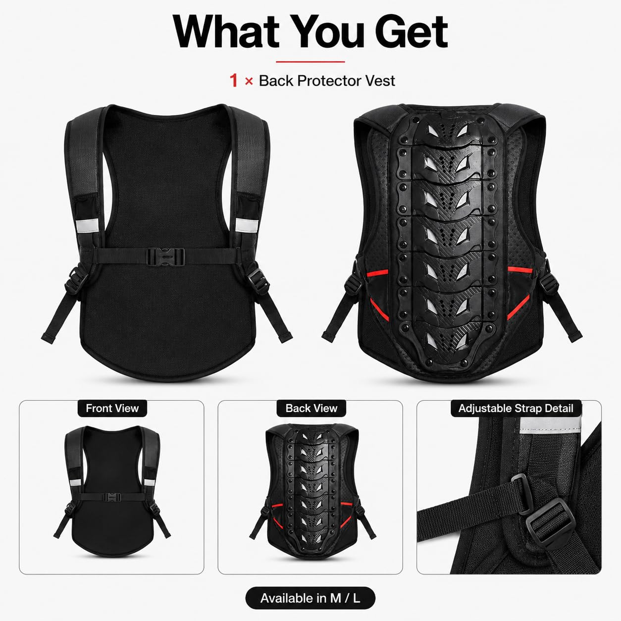 Gilet di protezione posteriore regolabile per moto, traspirante, per moto, ciclismo, sci e motocross
