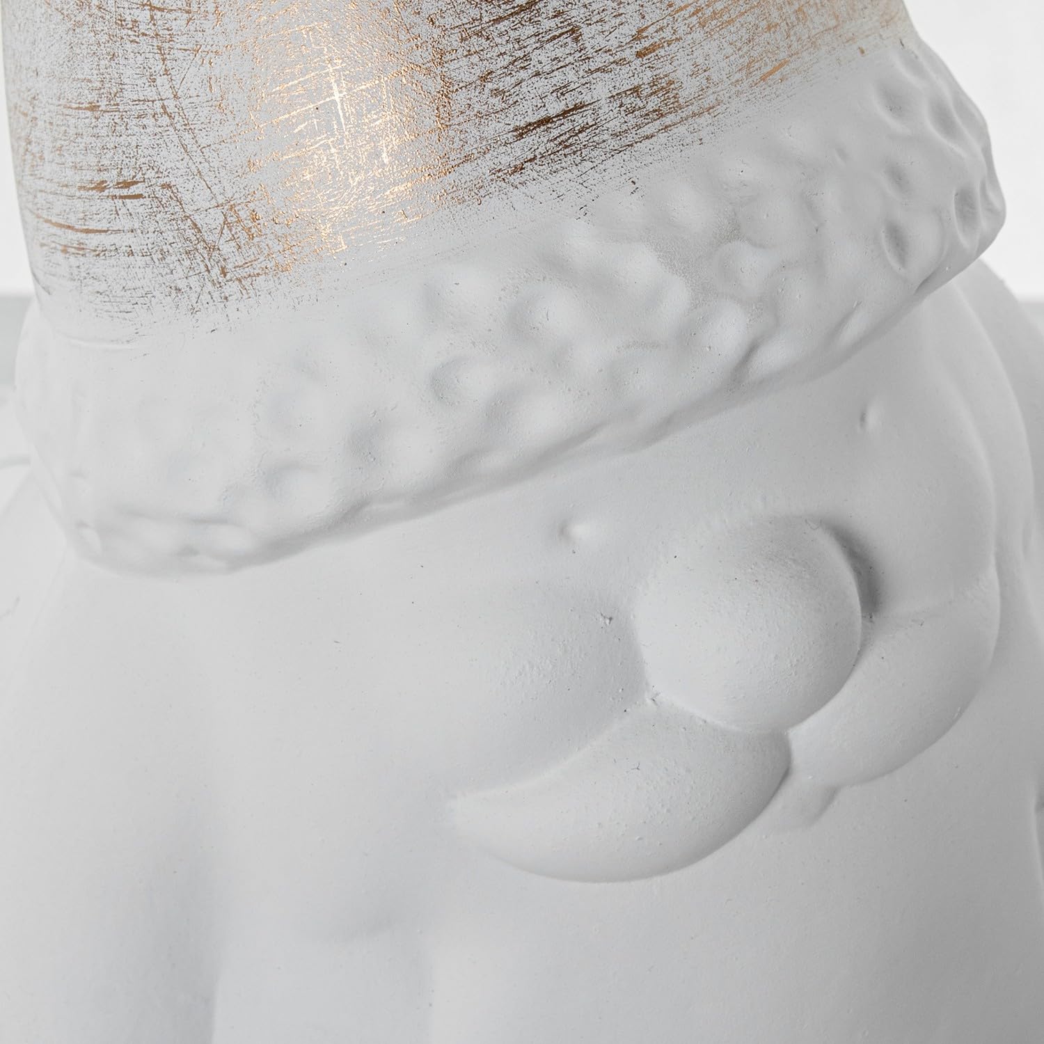 Figura Papa Noel de Ceramica en Blanco y Dorado 18x18x40 cm