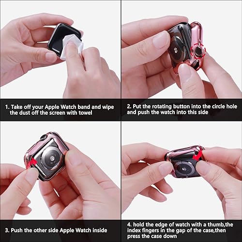 Miniatura 6 de GEAK Juego de 3 fundas para Apple Watch (1.65 o 1.73pulgadas), con suave protector de pantalla de alta sensibilidad HD y TPU y protección anticaídas