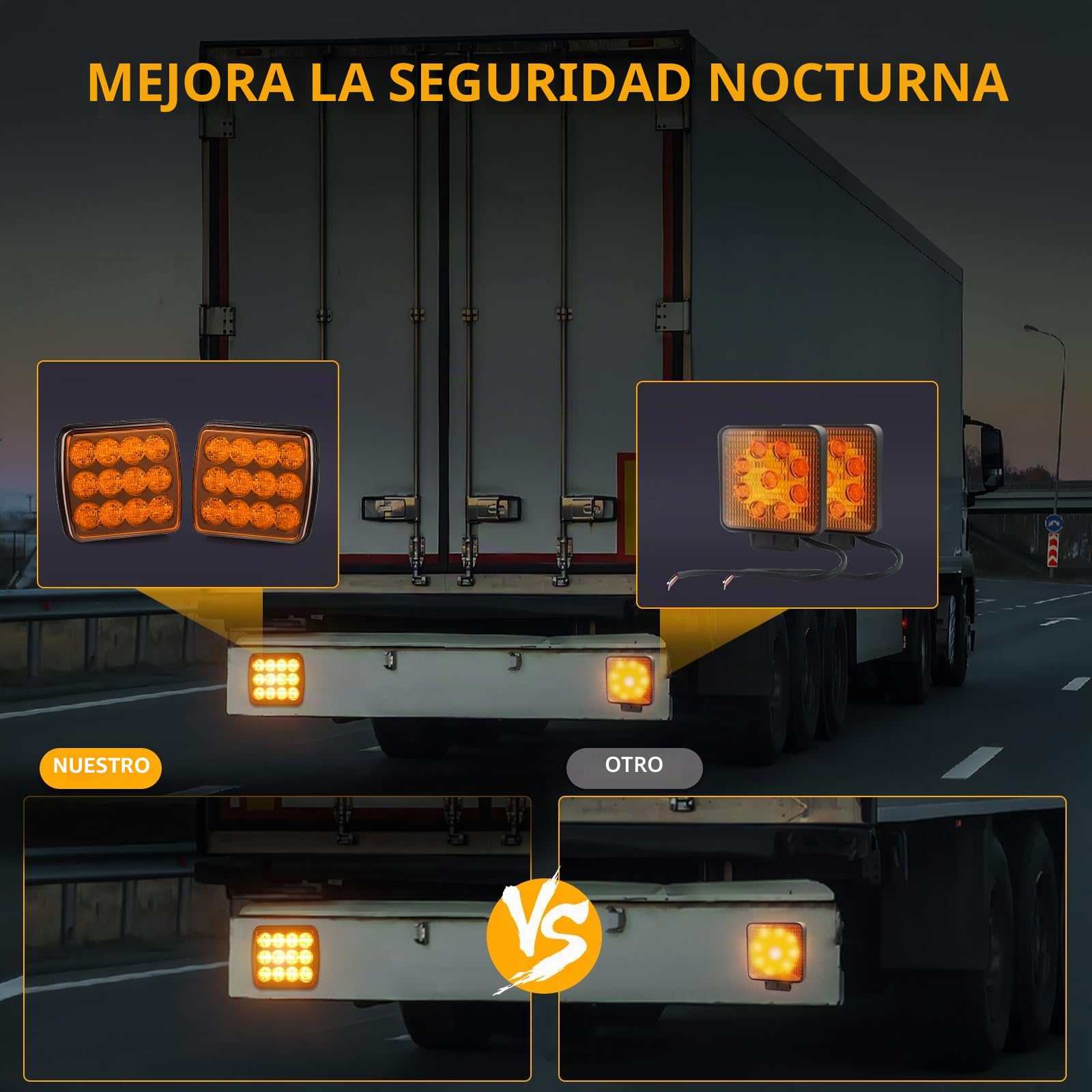 AOHEWEI Luces de advertencia LED inalámbricas ámbar, 12 V/24 V Luces intermitentes de advertencia traseras con imán, luces estroboscópicas de emergencia recargables para vehículos de camiones