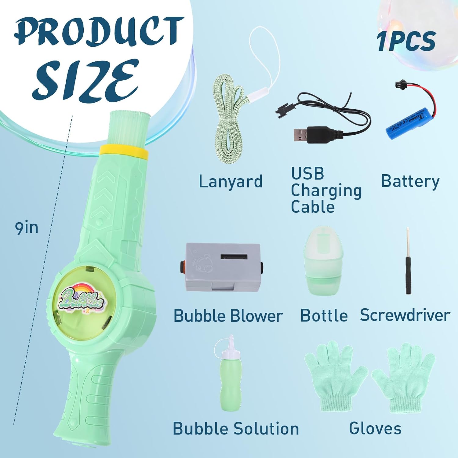 Fog Bubble Machine for Kids & Parties - Rechargeable Electric Smoke Bubble Machine with LED Lights & Music, Giant Bubble Wand for Outdoor Bubble Toys & Foam Fun