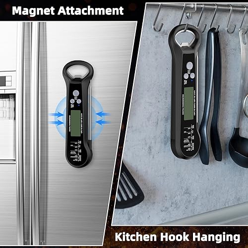 Miniatura 7 de Termómetro de carne de lectura instantánea para parrilla y barbacoa, termómetro digital de alimentos de precisión rápida con luz de fondo e