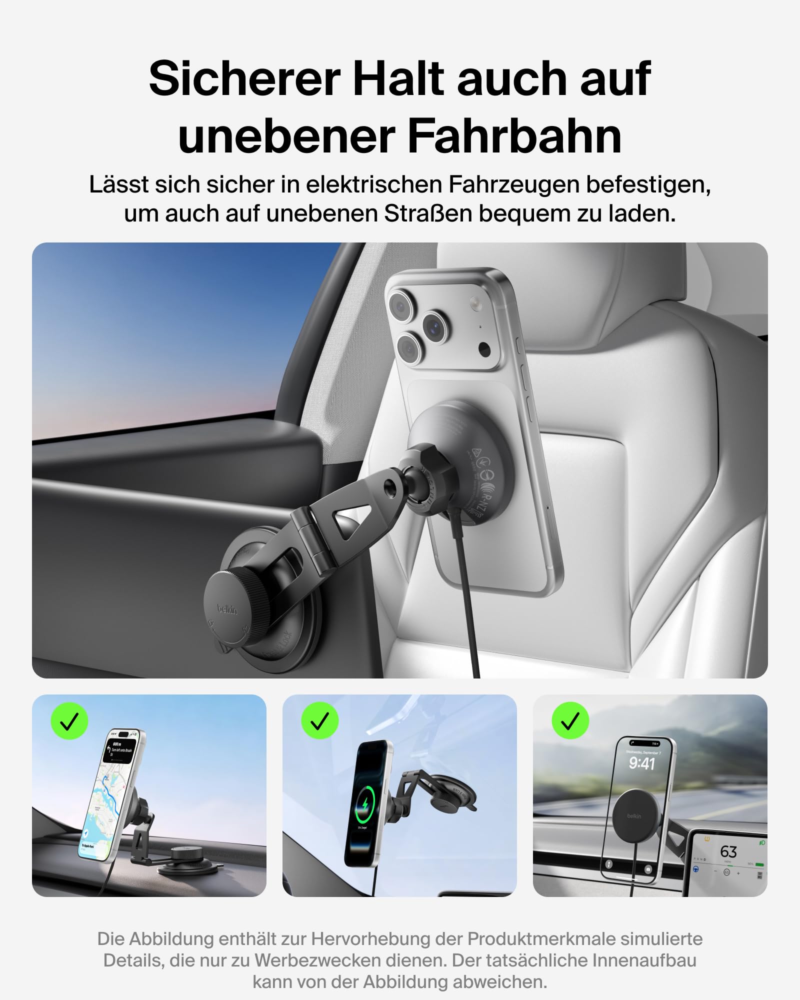 Belkin BoostCharge Qi2 Kfz Ladegerät, Magnetische Handyhalterung Auto mit Ladefunktion, Induktive Ladestation MagSafe Kompatibel, Lüftungshalter mit USB C Kabel für iPhone, Galaxy, Pixelsnap – Schwarz