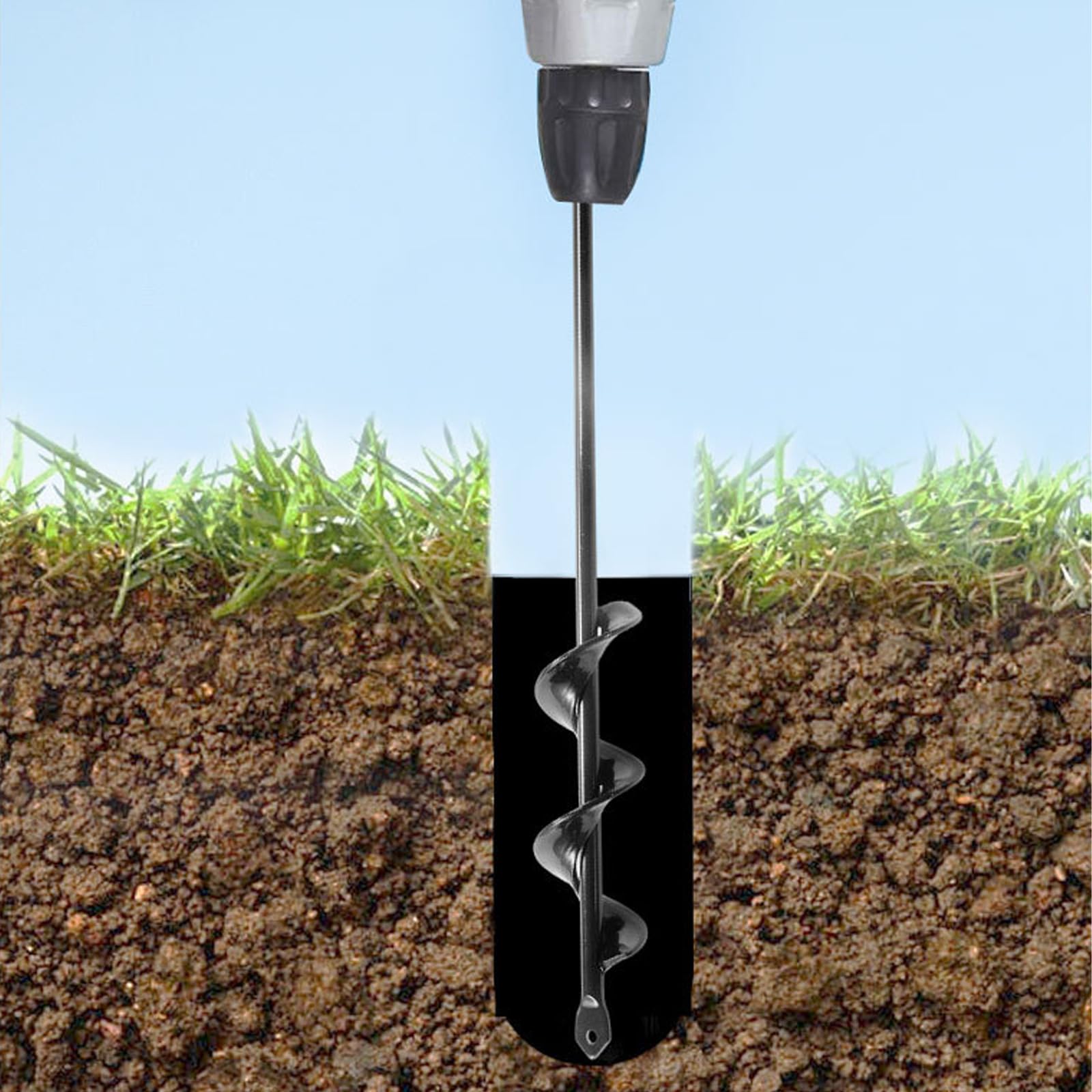 4 punte per trapano a terra, 4 x 42 cm, 8 x 30 cm, 4 x 22 cm, con guanti da giardino, per avvitatore a batteria, trapano, avvitatore a batteria, carichi pesanti, fioriere a vite