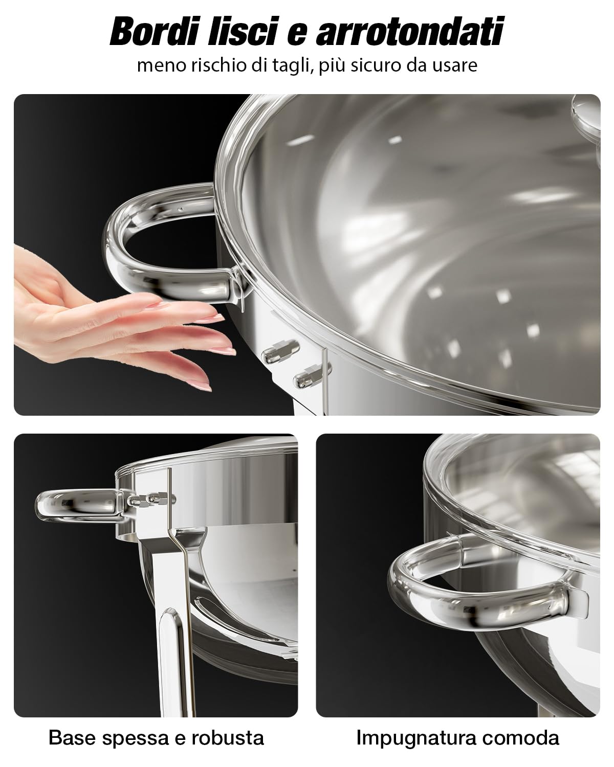 Warmounts Set di 2 scaldavivande rotondi e scaldavivande con coperchio in vetro e supporto per coperchio, scaldavivande in acciaio inox, per catering, feste, eventi, matrimoni, 4 litri