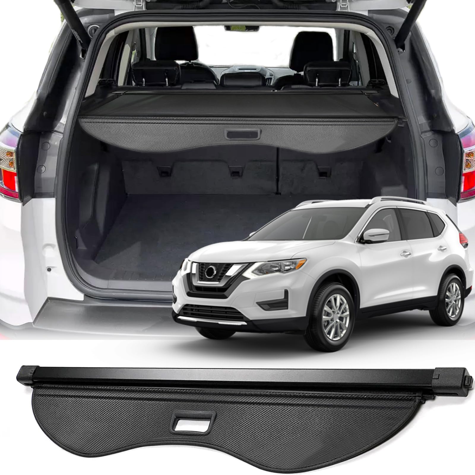 Cargo Cover for 2014-2020 Nissan Rogue Accessories S SV SL Platinum,Carbon Fiber Texture Retractable Trunk Cover Privacy Security Screen Luggage Shield Shade(Not for Sport/Select)