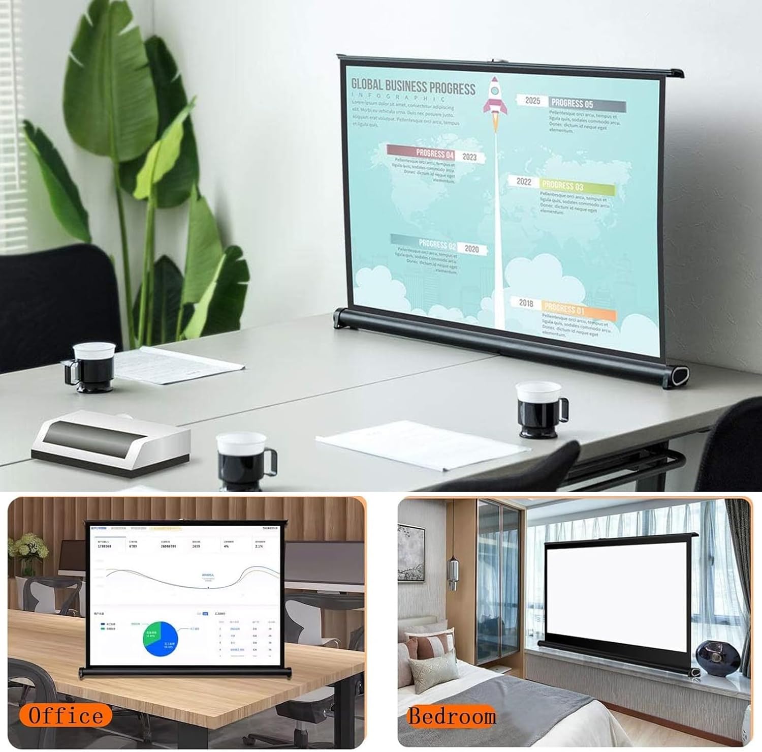 卓上 プロジェクタースクリーン、プロジェクター スクリーン プロジェクター用、伸縮 映画スクリーン ビデオ プロジェクター スクリー