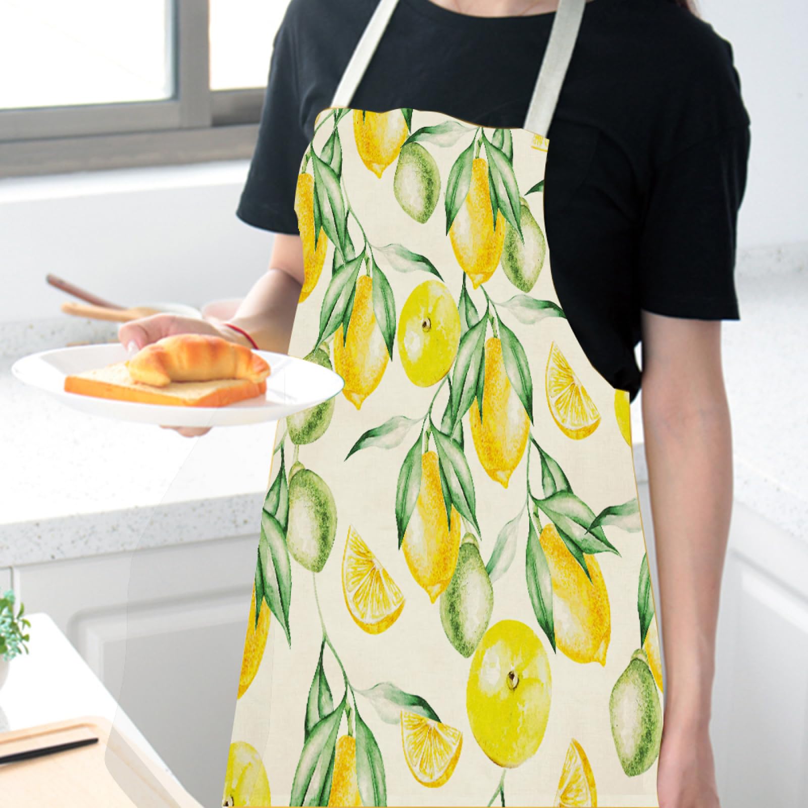 Delantal Con Estampado De Frutas Para El Hogar Delantal Impermeable Y Resistente A Las Manchas Delantal De Lino Delantal De Limpieza Del Hogar Delantal De Cocina Para Chef Uniforme De Camarero De