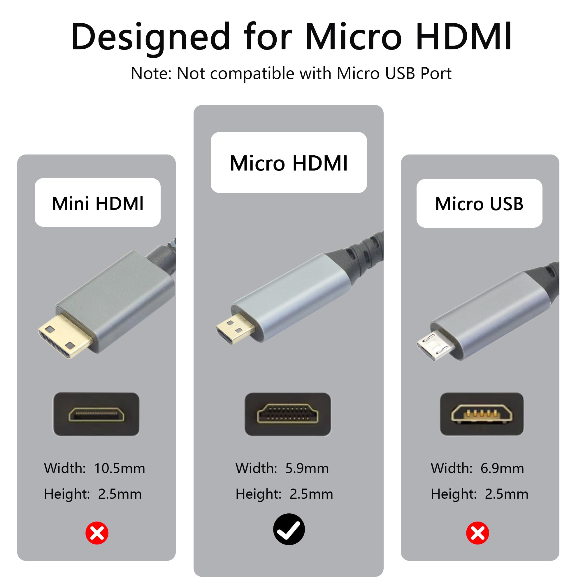 Adattatore da micro HDMI a HDMI, cavo da micro HDMI maschio a HDMI femmina con 4K 60Hz, compatibile con fotocamera, videocamera, Raspberry Pi Zero, laptop, tablet