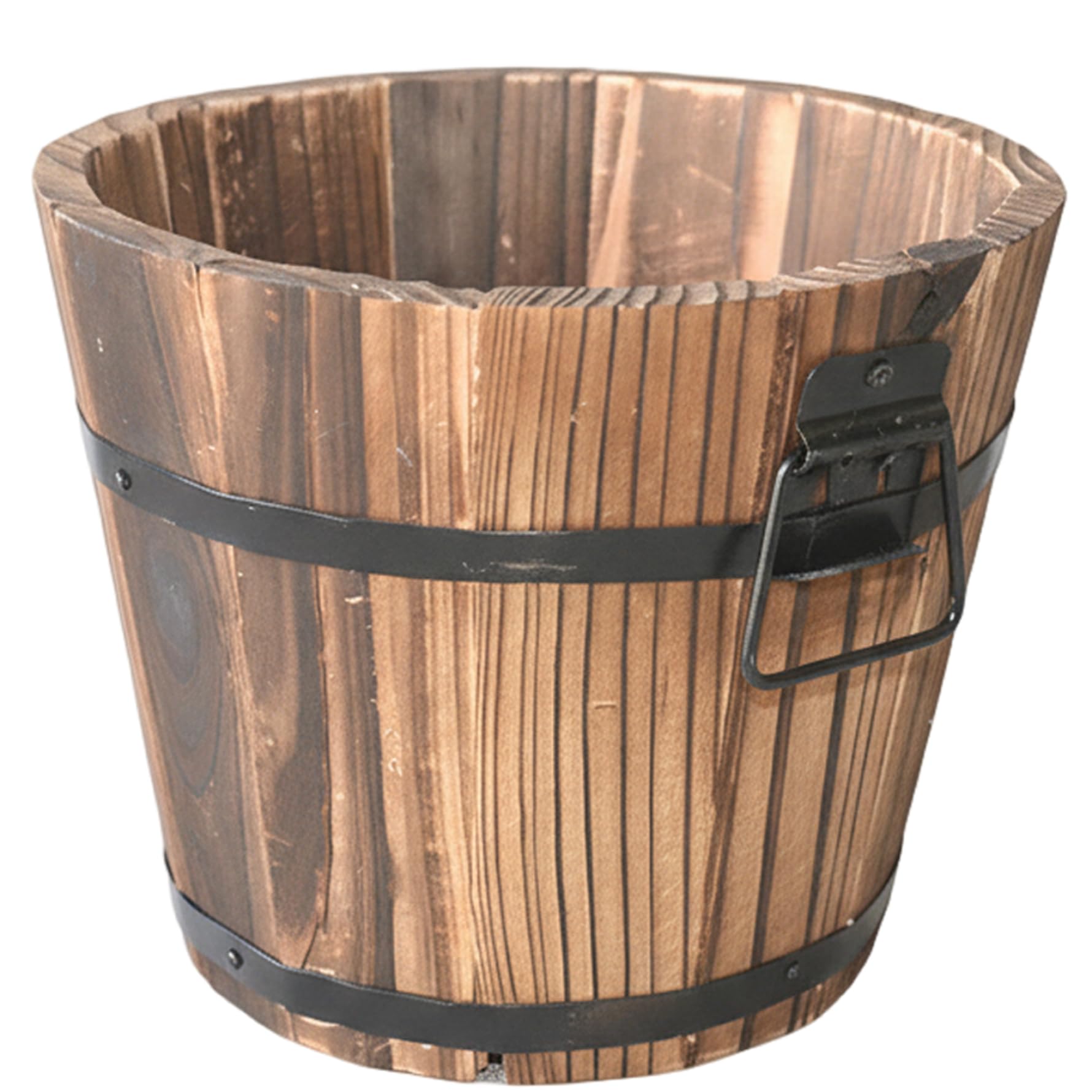 Jardinière en bois carbonisé de style vintage grand format pour extérieur L