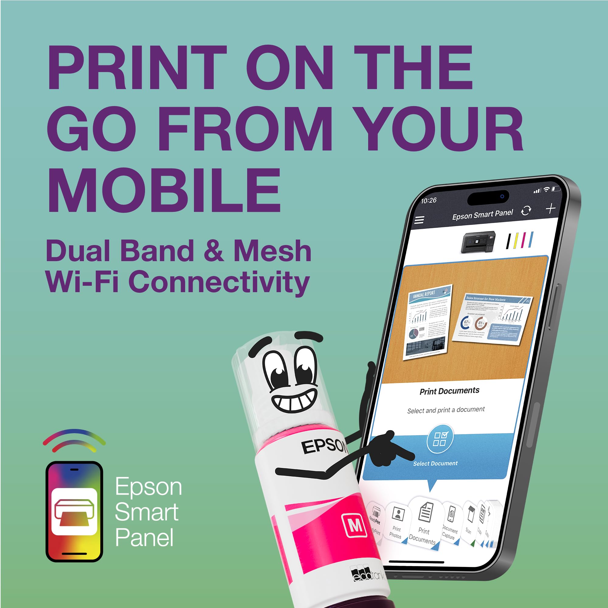 Epson EcoTank ET-3950 Impresora de Depósito de Tinta Wi-Fi A4 Doble Cara Imprimir Copiar Escanear Pantalla LCD 6,1cm ADF 30 Hojas Tinta Incluida