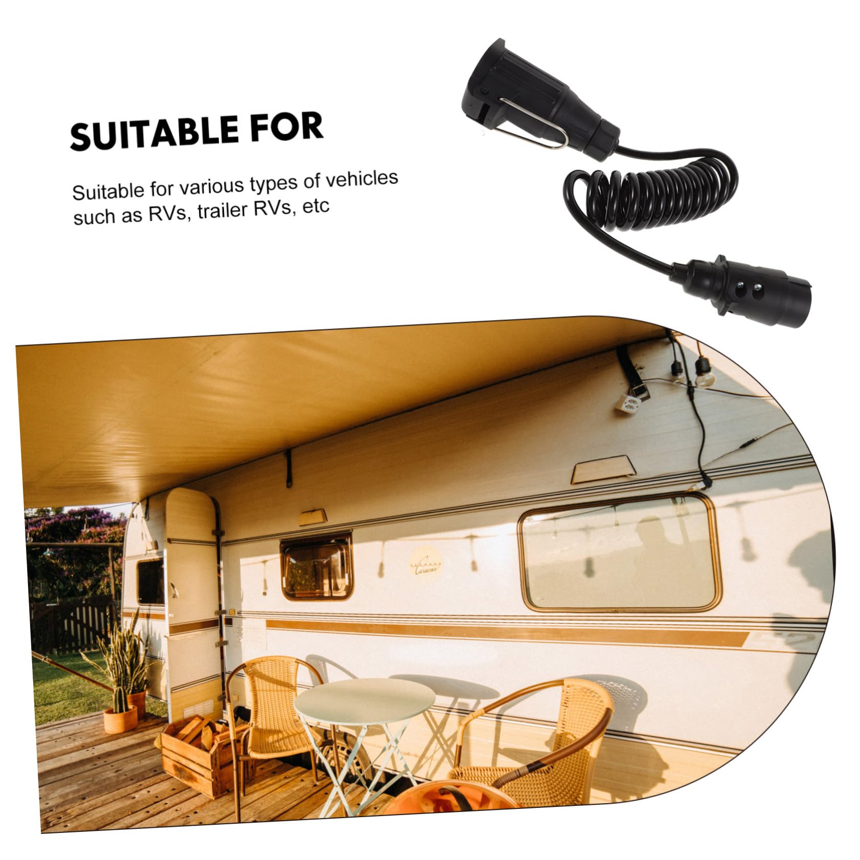 VALICLUD Poliger Anhängerstecker Polige Steckdose Spiralkabel Anhängerverlängerung Robustes Flexibles Kabelbaum Adapter für Wohnwagen Bootstrailer Pkw Caravan Rv
