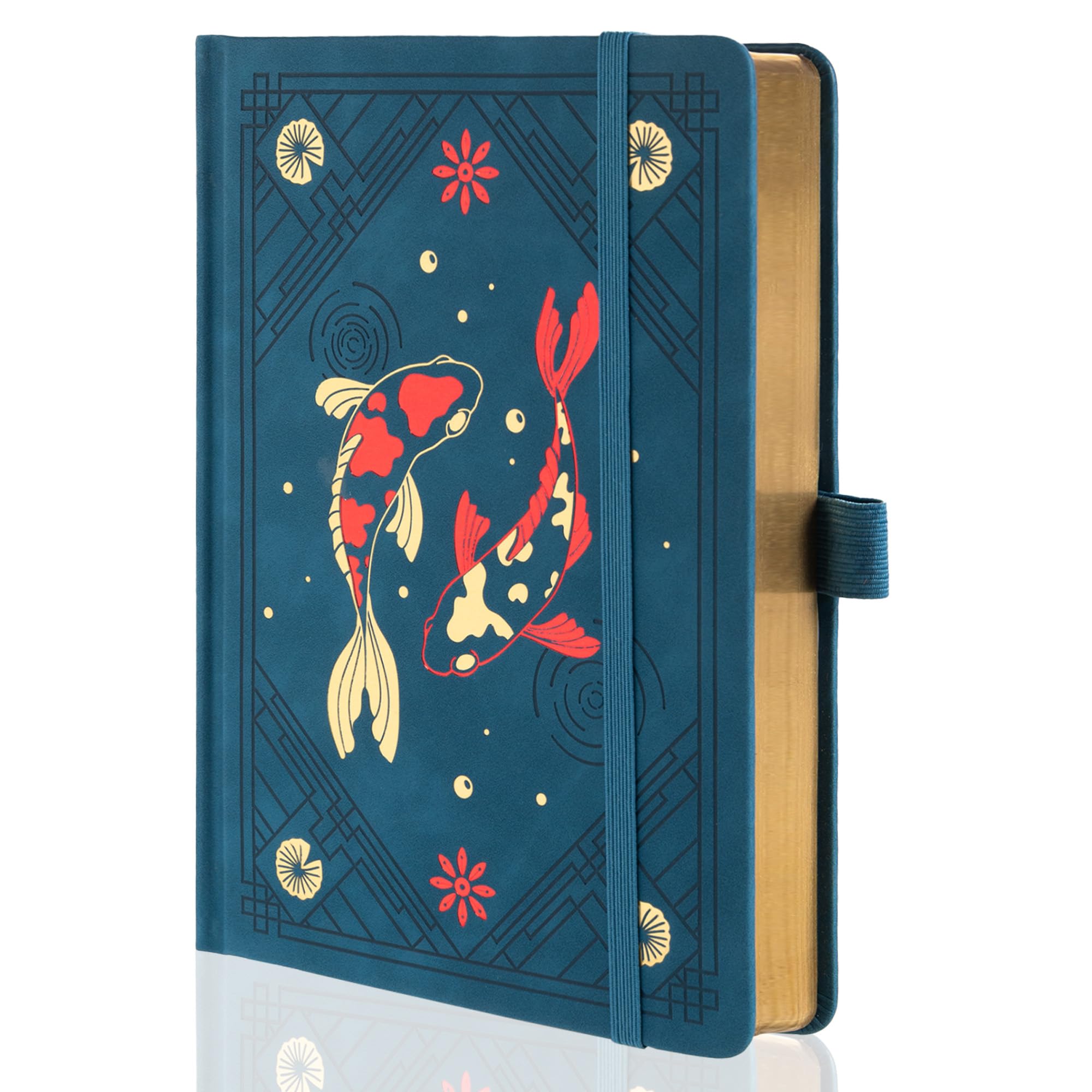 TIEFOSSI Lined Journal Notebook, Aesthetic journal for Women & Men with Koi Fish Cover, A5 Hardcover Notebook with Ribbon, Journals for Writing, Journaling, Travel, 316 Numbered Pages