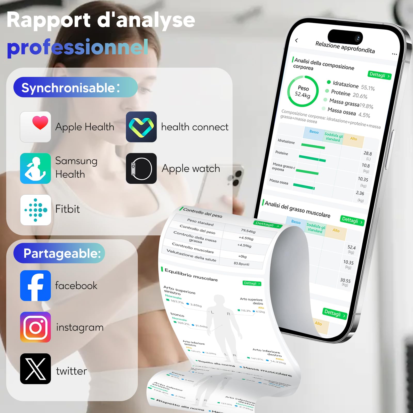 Arboleaf Balance Impédancemètre Connectée 8 Électrodes 180kg - Pèse Personne avec Mesure Masse Grasse et Musculaire