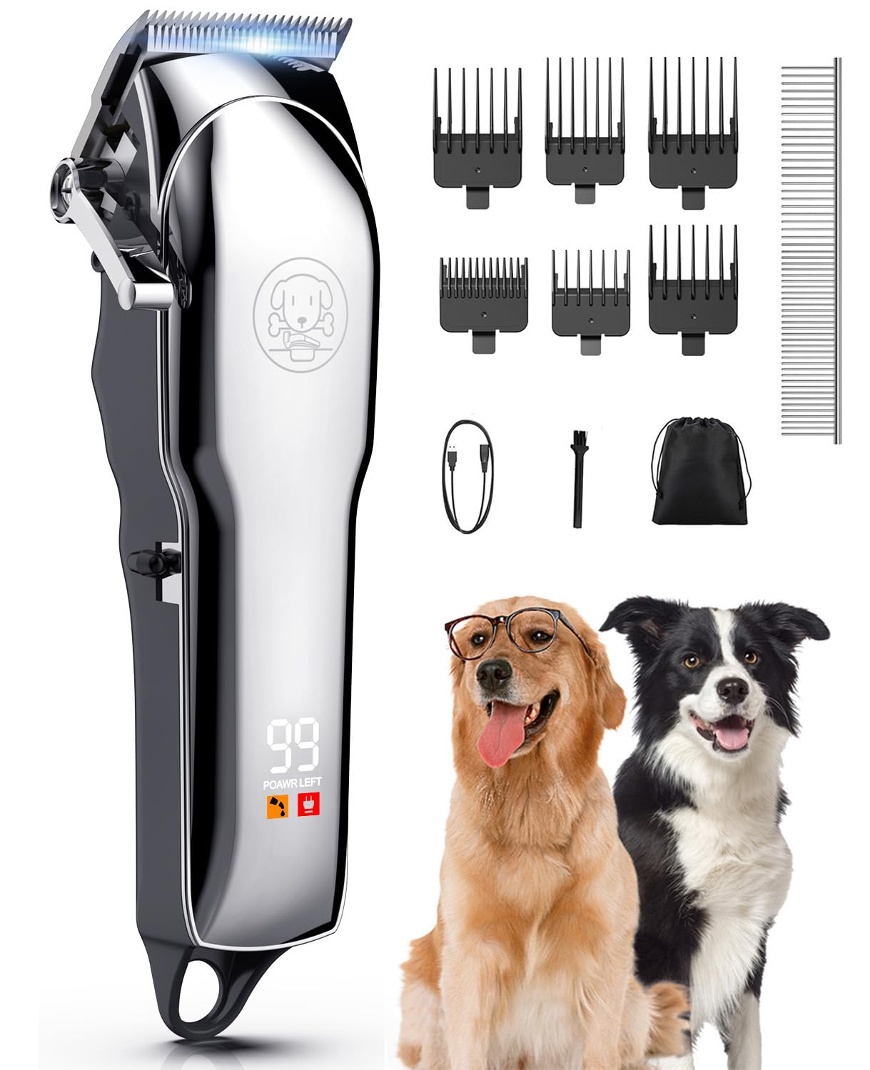 Cordless Dog Clippers for Grooming Professional for Thick Hair Coats, Low  Noise Shaver Pet Grooming Kit with LED Display, Razors Dog Hair Shears