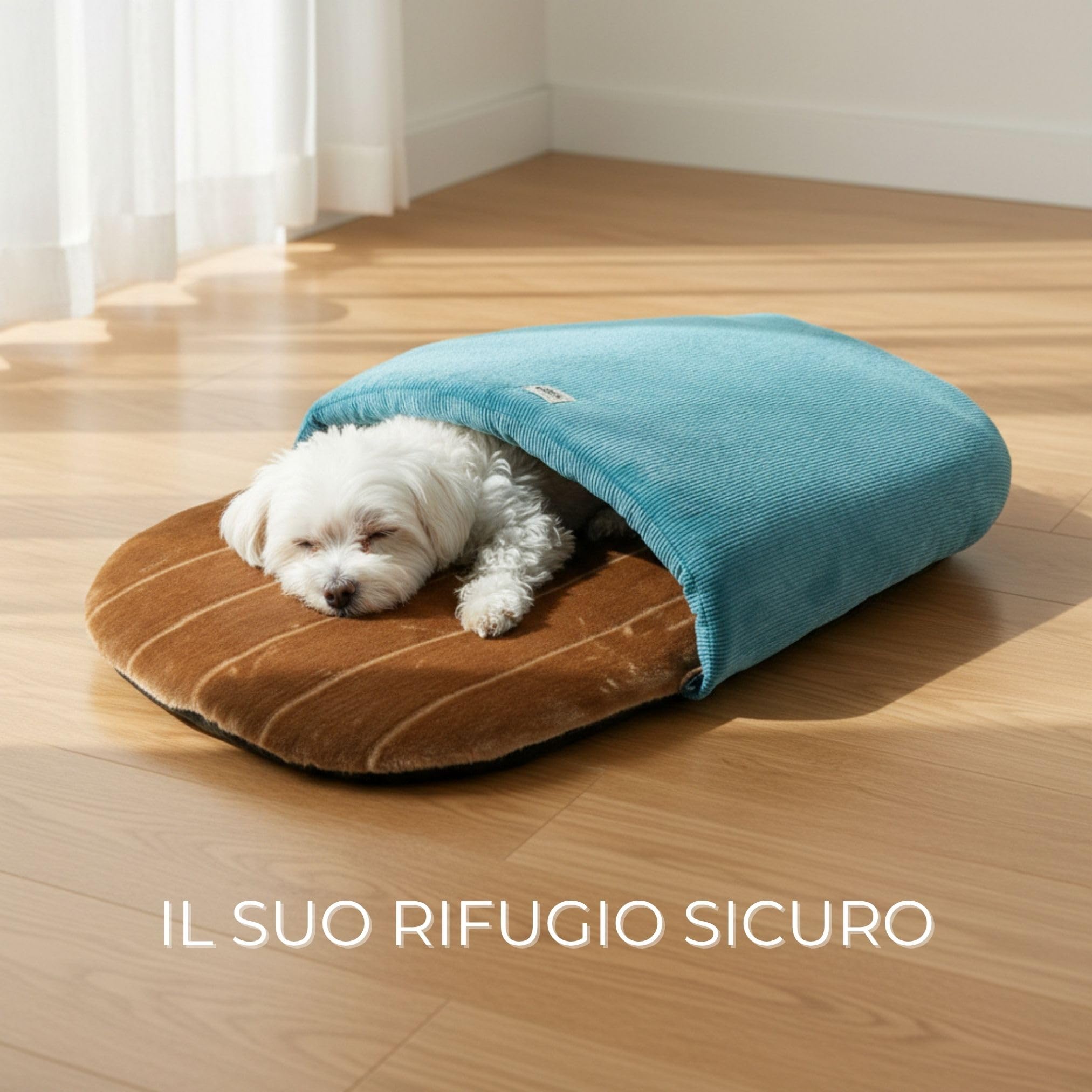 Cuccia a Tana per Cani Piccoli e Gatti – Effetto Rifugio Morbido e Avvolgente – Letto a Forma di Ciabatta – Lavabile in lavatrice– Made in Italy – Tessuti Riciclati