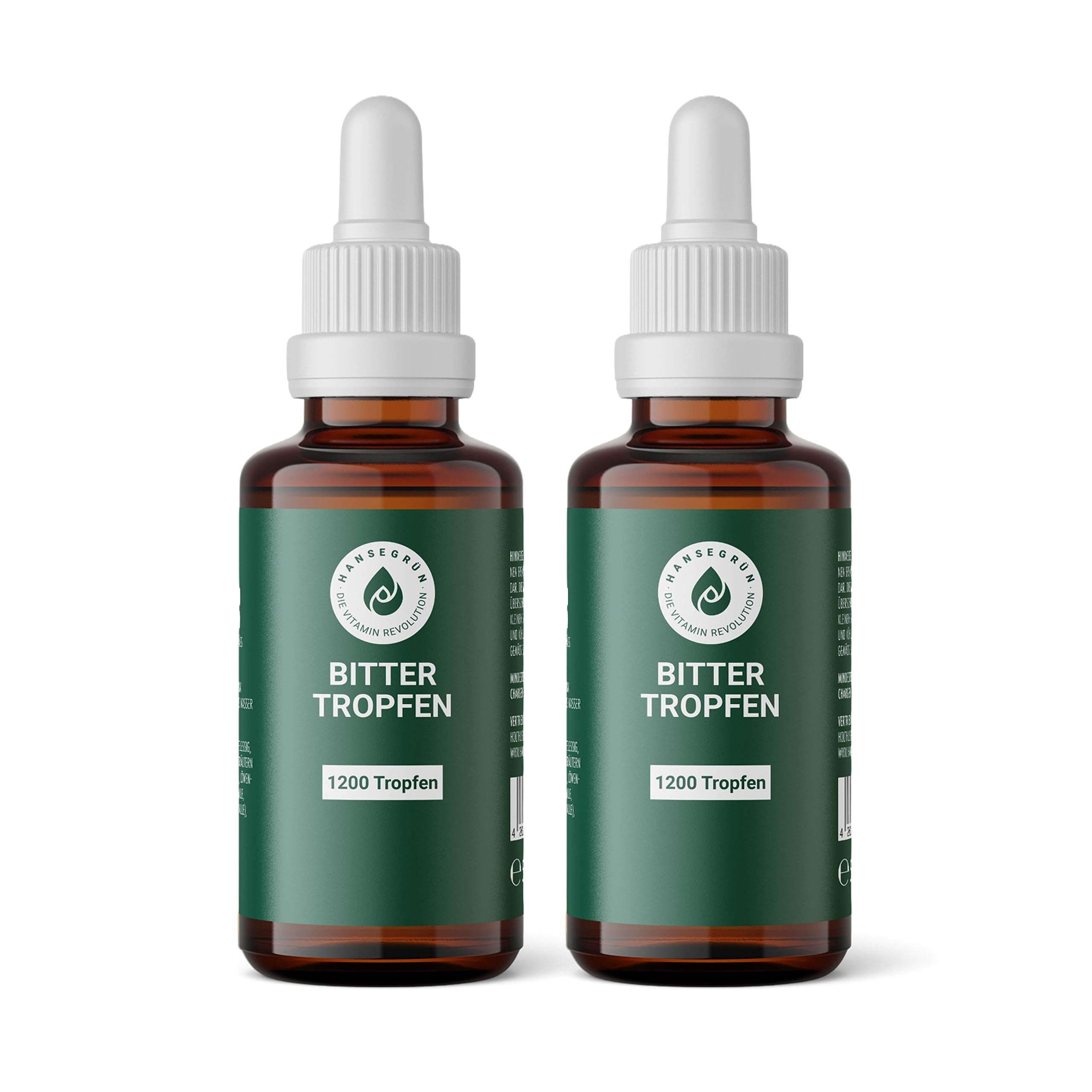 Hansegrün - 2x Bittertropfen - 50ml - Trägt zu einem normalen Fett- und Kohlenhydratstoffwechsel¹ bei - mit 12 Kräutern & Apfelessig - Ohne Zusatzstoffe - Ideal gegen Heißhunger & für das Wohlbefinden