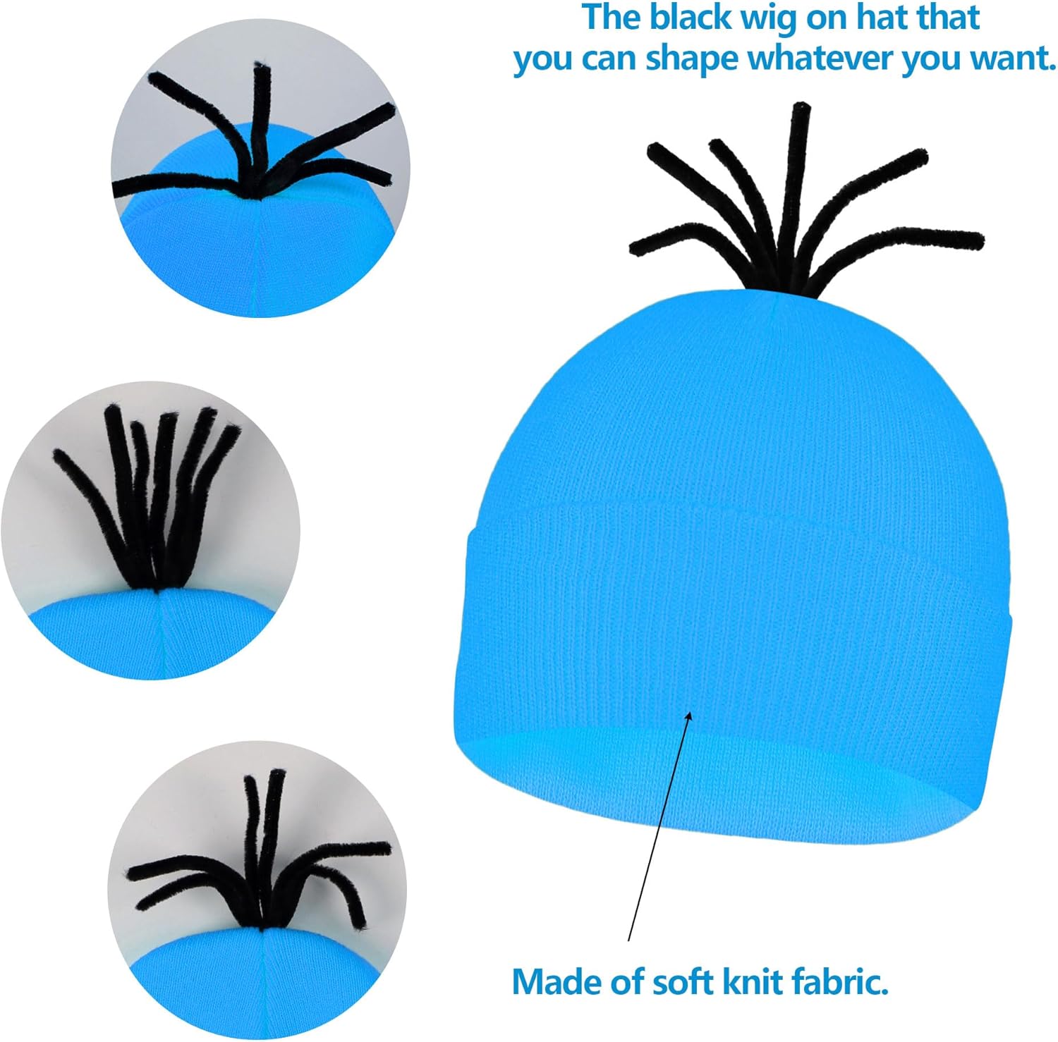 6Pcs women's Halloween costume accessory set, goggles/blue hat/yellow skirt/yellow suspender/gloves/blue stockings - Image 4