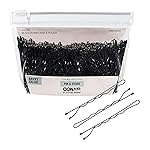 CONAIR Black Bobby Pins with storage 400pk - hair accessories for women - rubber tipped and nonslip - ideal with brown hair - comfortable hair pins - clear zipper pouch included