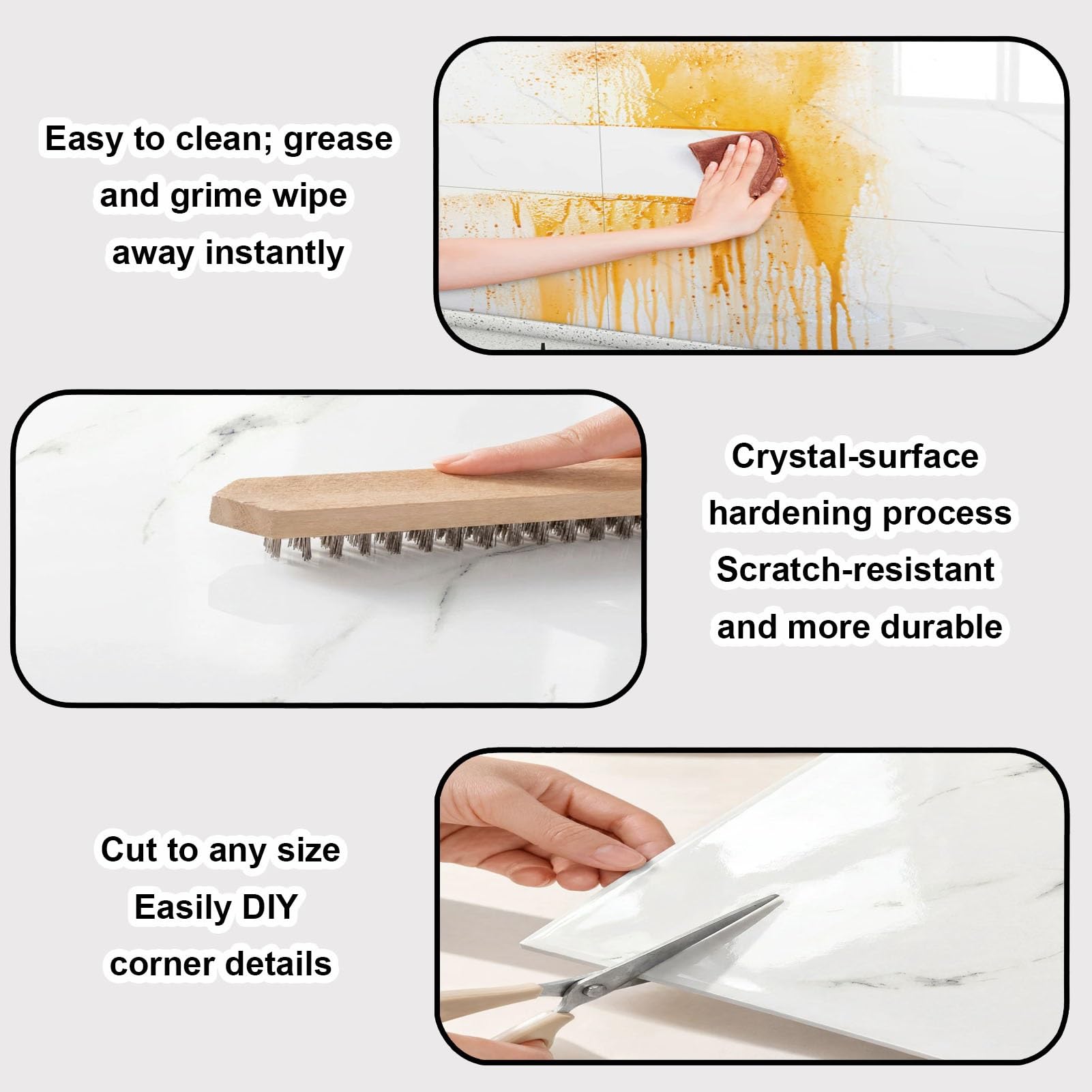 Revestimiento Adhesivo De PVC con Efecto Mármol (no Es Azulejo Real)(Gray -B,60x30cm 2 Pieces)