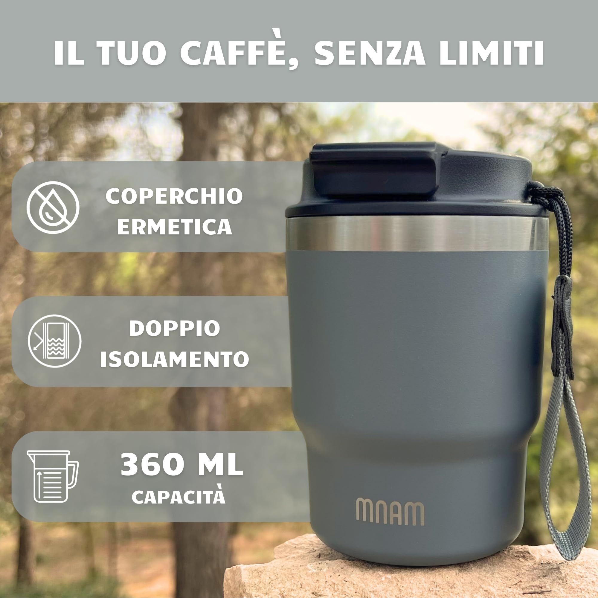 Tazza Termica Caffe 360ml - Mug Termica - Acciaio Inossidabile Isolato ed Ermetico - Tazza Termica da Viaggio - Travel Coffee Mug - Termos Caffè - Themos Te Caldo (360 ml)