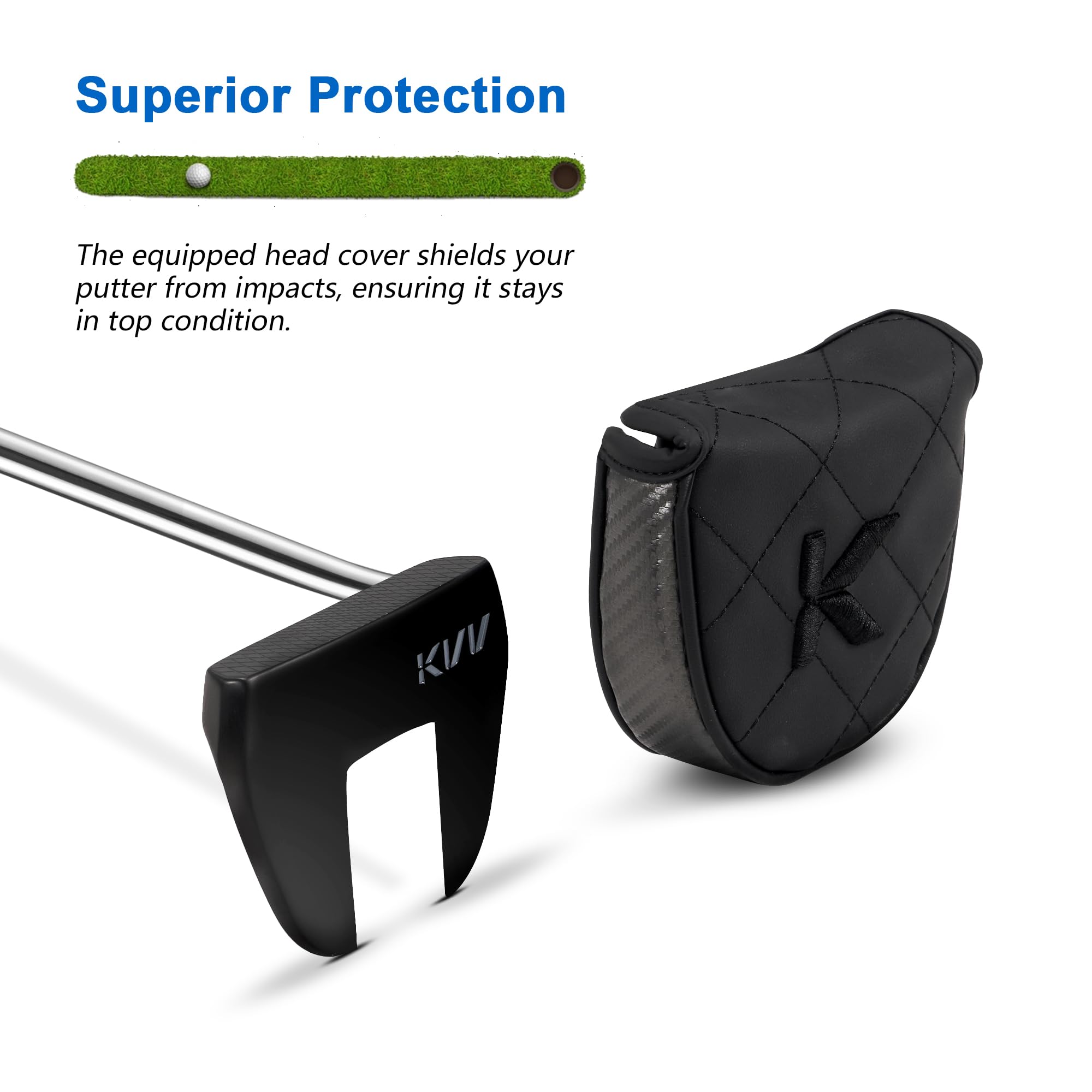 KVV Golf Putter für Herren & Damen, Rechtshänder Golfschlägerputter mit Ausrichtungshilfe, Premium-Griff und CNC gefräster Schlagfläche