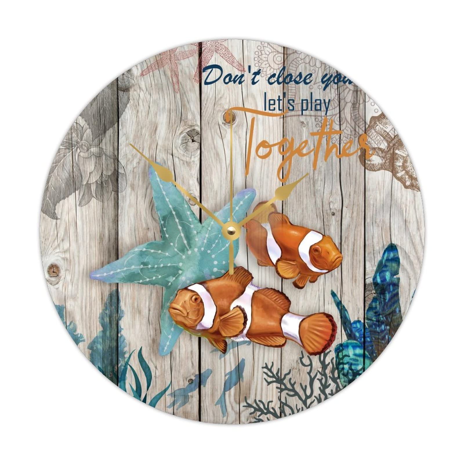 Horloge murale en bois plage 38cm silencieuse pour chambre