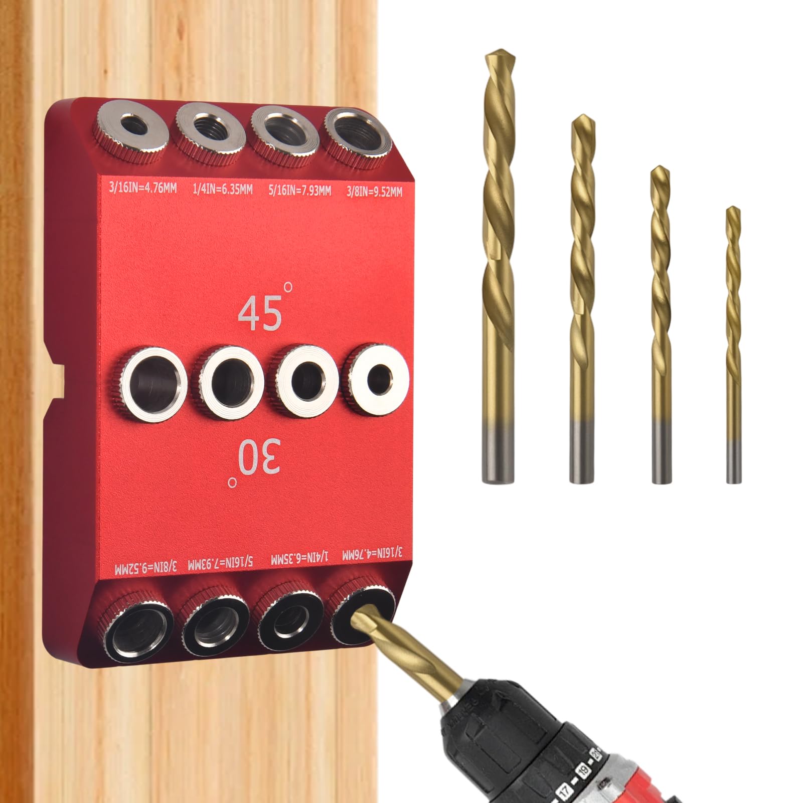 Gabarit de guidage multi-angles en aluminium avec forets pour poteaux en bois et terrasse