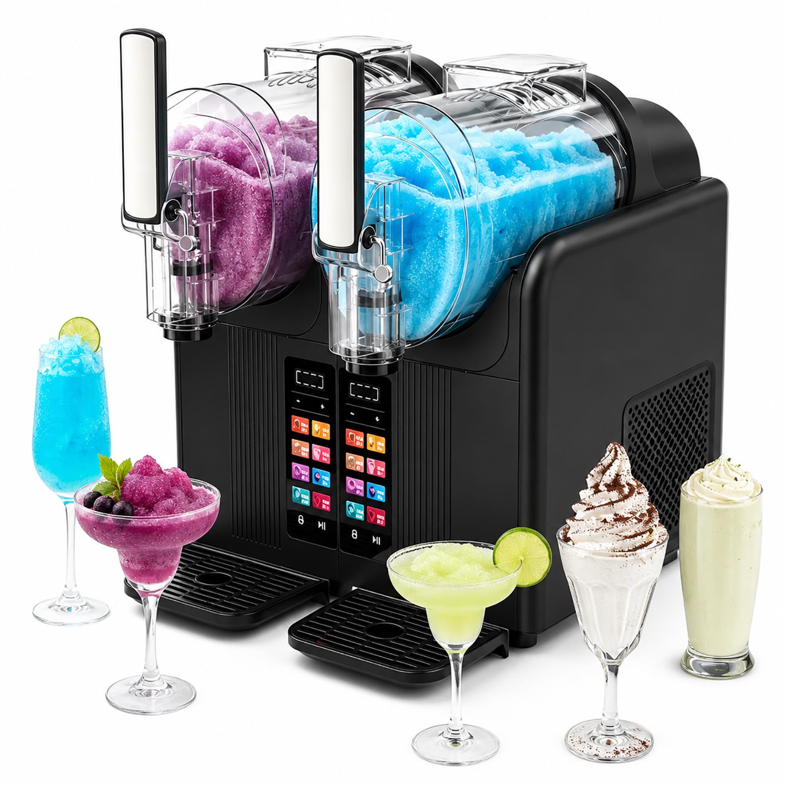 Slushie Machine for Home, Multi-Purpose Ice Cream Maker & Slush Machine, Dual 2L Tanks, 7 Preset Programs, Touch Screen, Self Cleaning Slushy Machine for Drinks, Milkshakes & Soft Serve Ice Cream
