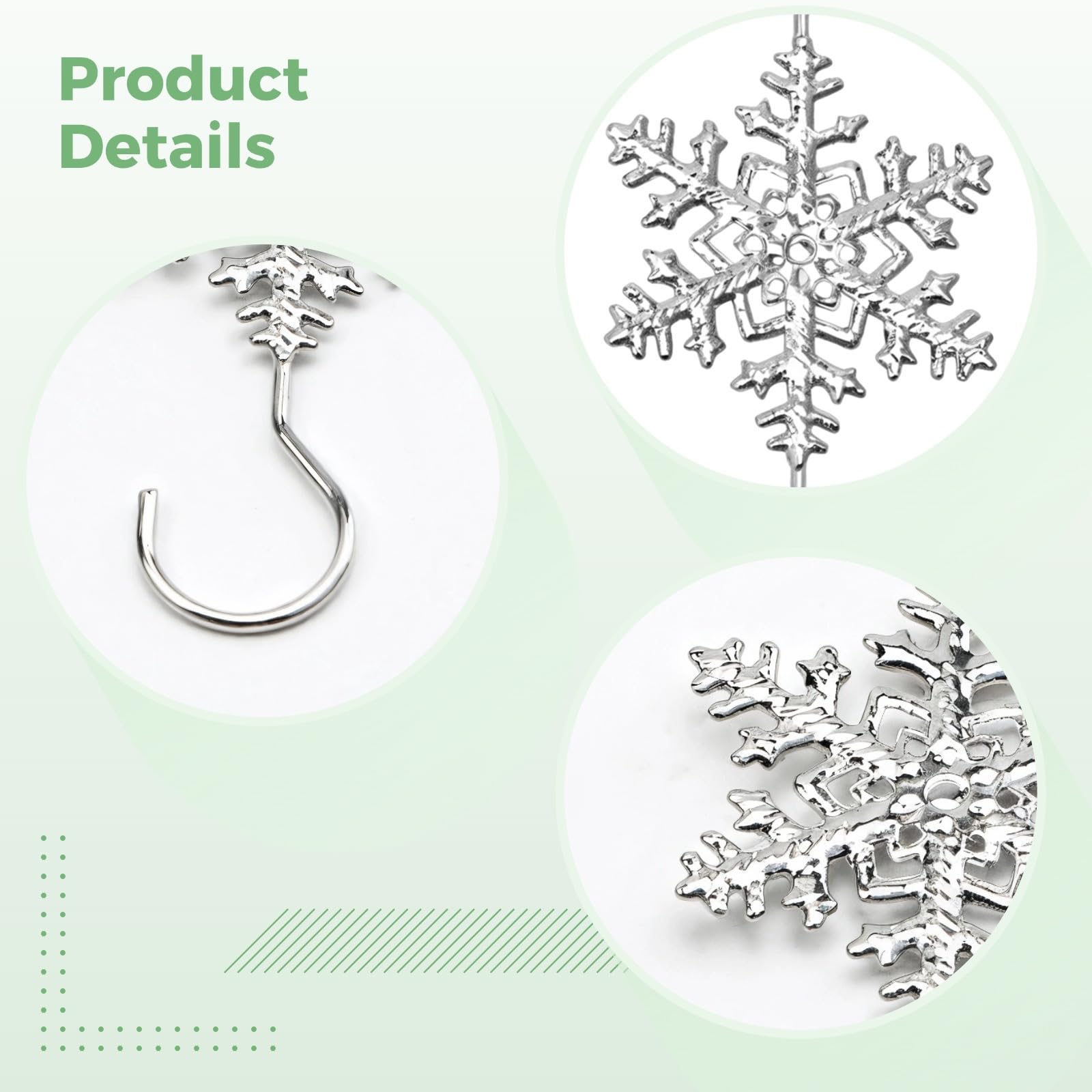 40 Silver S Hooks for Christmas Decorations, Snowflake Design with Anti-Rust Coating
