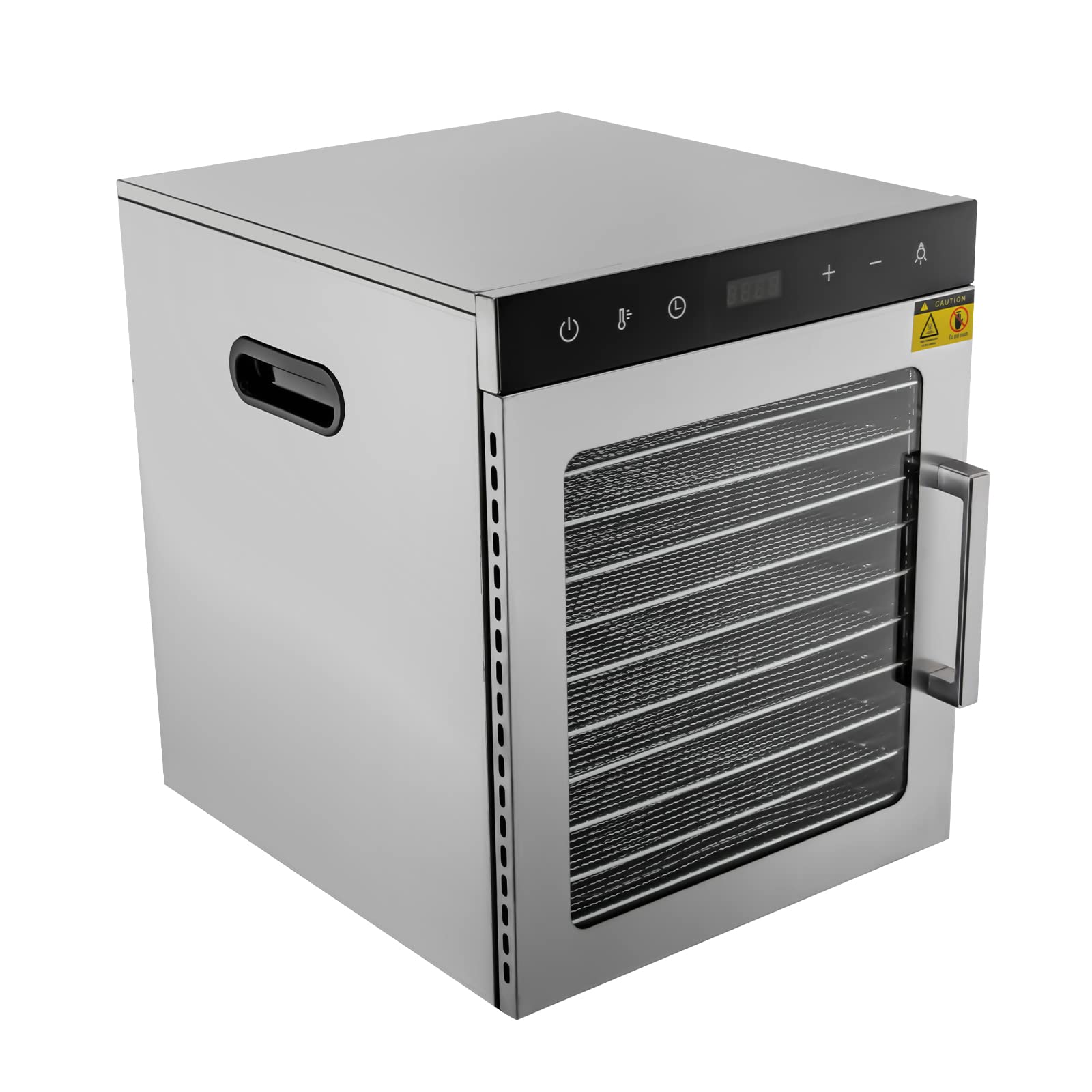 220 V, 800 W, essiccatore in acciaio inox, 10 ripiani, regolatore di temperatura da 30 – 90 °C, funzione timer da 0,5 – 24 h, disidratatore per frutta, verdura, carne e tè, senza BPA