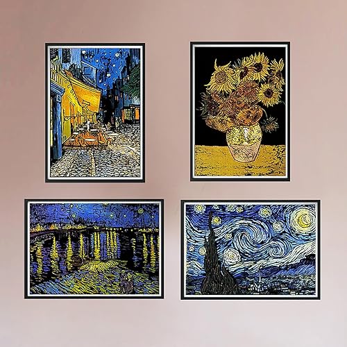 Miniatura 6 de Pintura artística para rascar, 4 piezas, Vincent Van Gogh, juego de papel arcoíris para adultos y niños, tarjeta de boceto de bricolaje, grabado,