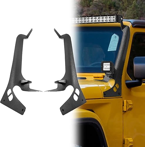 WeiSen Soportes de barra de luz LED rectos de 50 pulgadas para techo de parabrisas compatibles con Jeep Wrangler JLJLU Gladiator JT 2018-2023 (no es