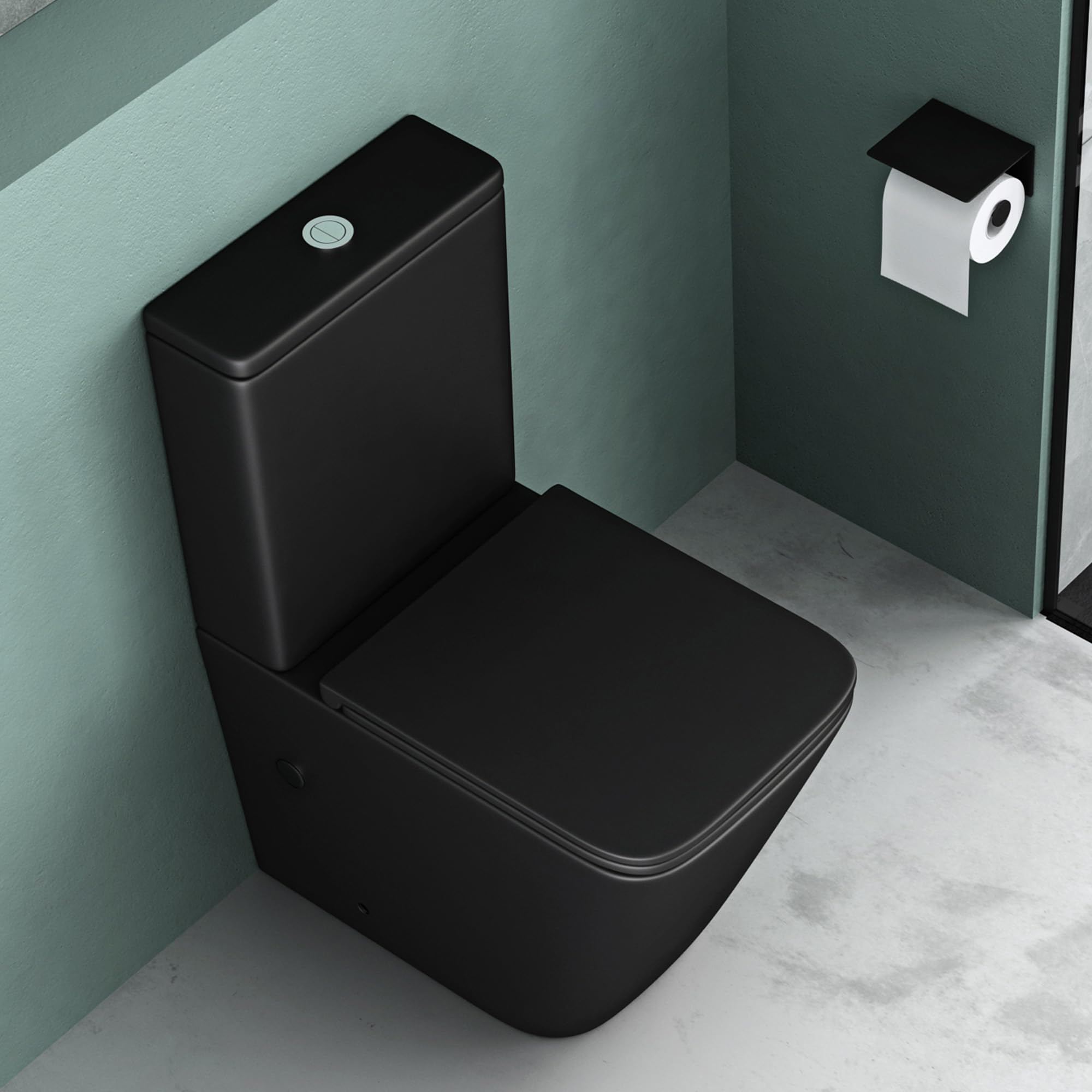 Mai & Mai Stand-WC 112T – Keramik, spülrandlos, matt schwarz (36x63x82 cm)