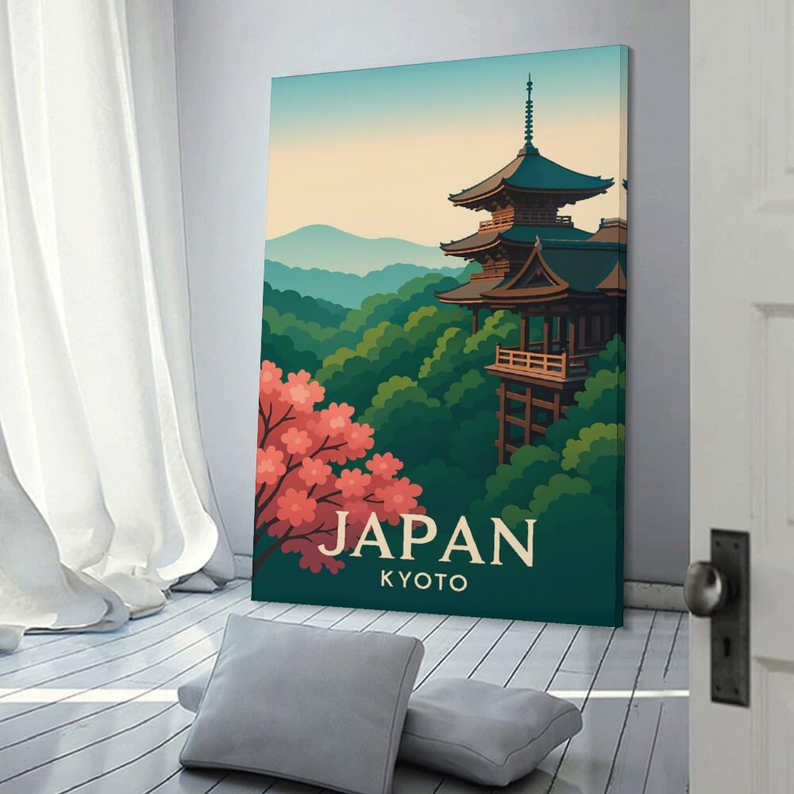 Junmoney Frame-Style-4 Japan Kyoto Travel Home Decor Wall Art, 24X36inch(60X90cm), For New Homes, Bedrooms Or Workspaces, Gift Idea For Housewarming And Birthdays