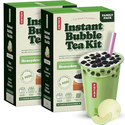 Pocas Kit de té de burbujas, Honeydew 2 unidades Té de leche instantánea en polvo con auténticas perlas de tapioca para té de burbujas instantáneo,