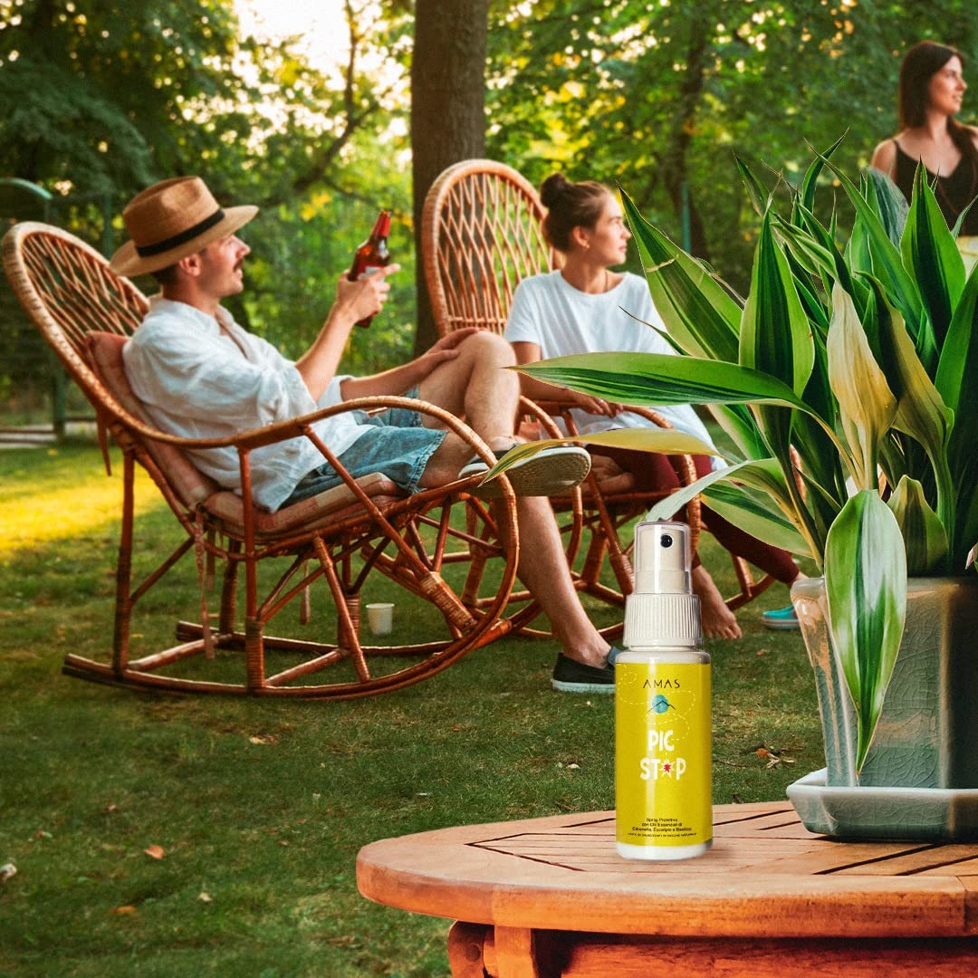 AMAS Spray Protettivo Anti Zanzare 100% Naturale - Con Olii Essenziali di Citronella, Eucalipto e Basilico - ideale per bambini - 50ml x 2 pezzi- formato da viaggio