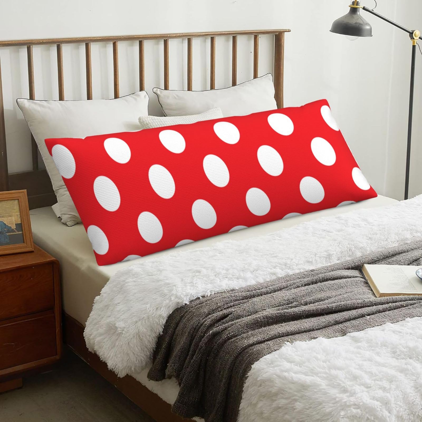 Red Circle Area, Body Pillow Cover with Zipper,Long Body Pillowcase 20 x 60 in