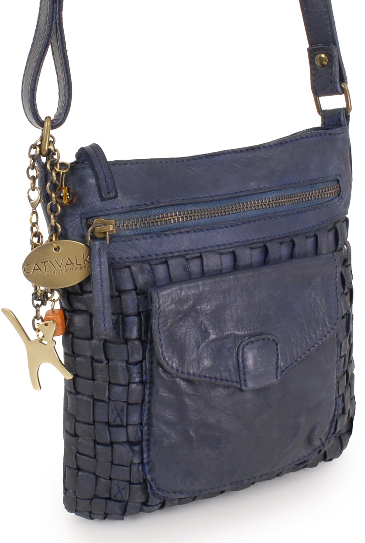 Catwalk Collection Handbags - Borsa a Tracolla Piccola in Pelle Intrecciata - Borsetta Donna - Borsa a Mano con Tracolla Regolabile - Simona