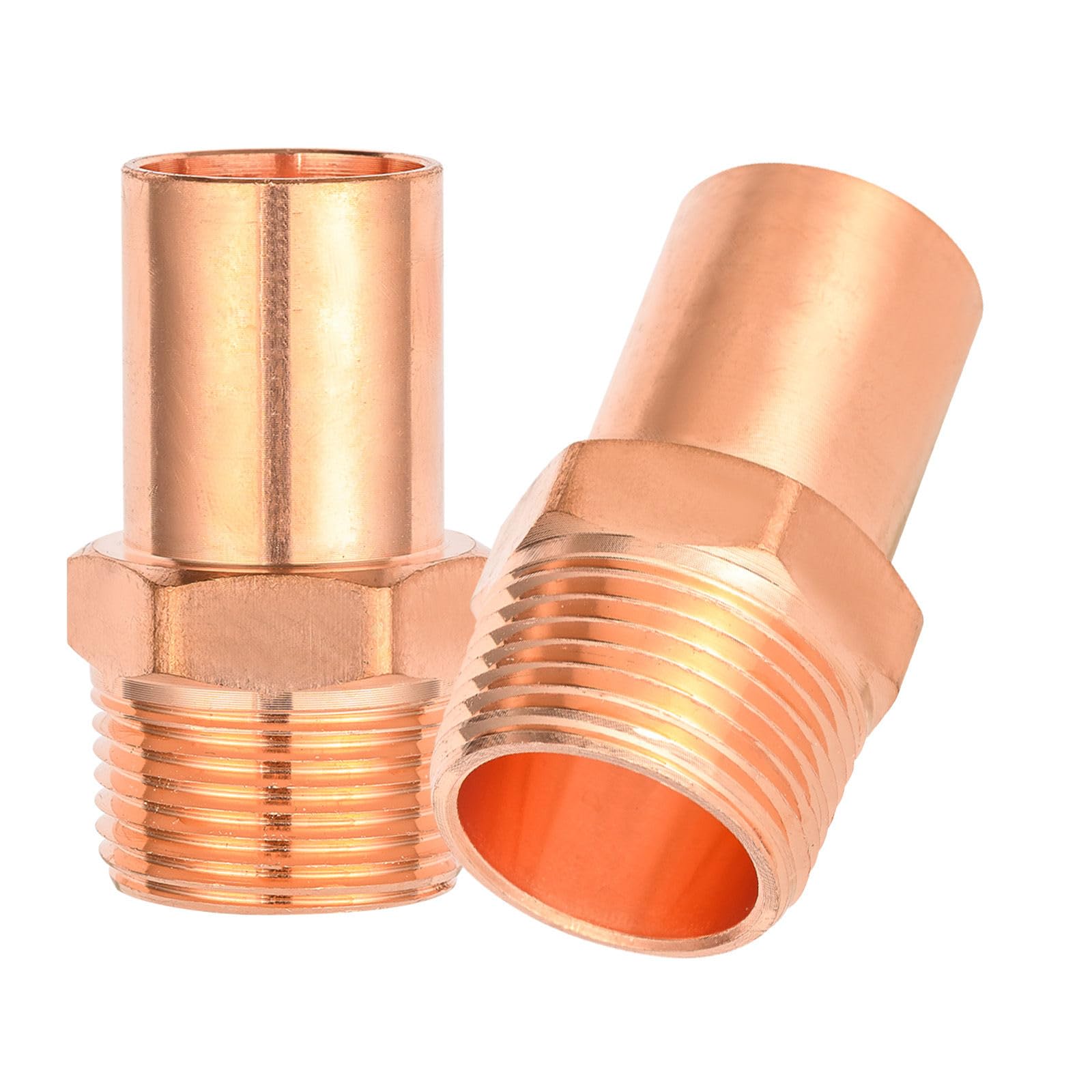 Paquete de 2 Unidades de, Rosca Macho de Cobre para Calle, 1-1/4" FTG x 1-1/4" MPT, Rosca Macho NPT para fontanería.