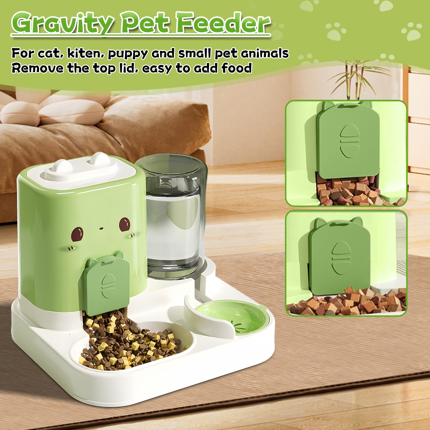 Distributeur Automatique de Nourriture pour Chats, de Nourriture 2 en 1, Distributeur Croquettes Chat Automatique, Gamelle Chat d'Aliments et d'eau Animaux de Compagnie de Petite