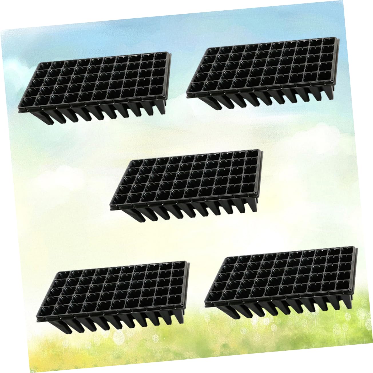 Plateau de Germination en Plastique Lot de 5 50 Alvéoles pour Jardinage et Bac à Plantes Ventilé Retrait Facile pour Semis et Propagation