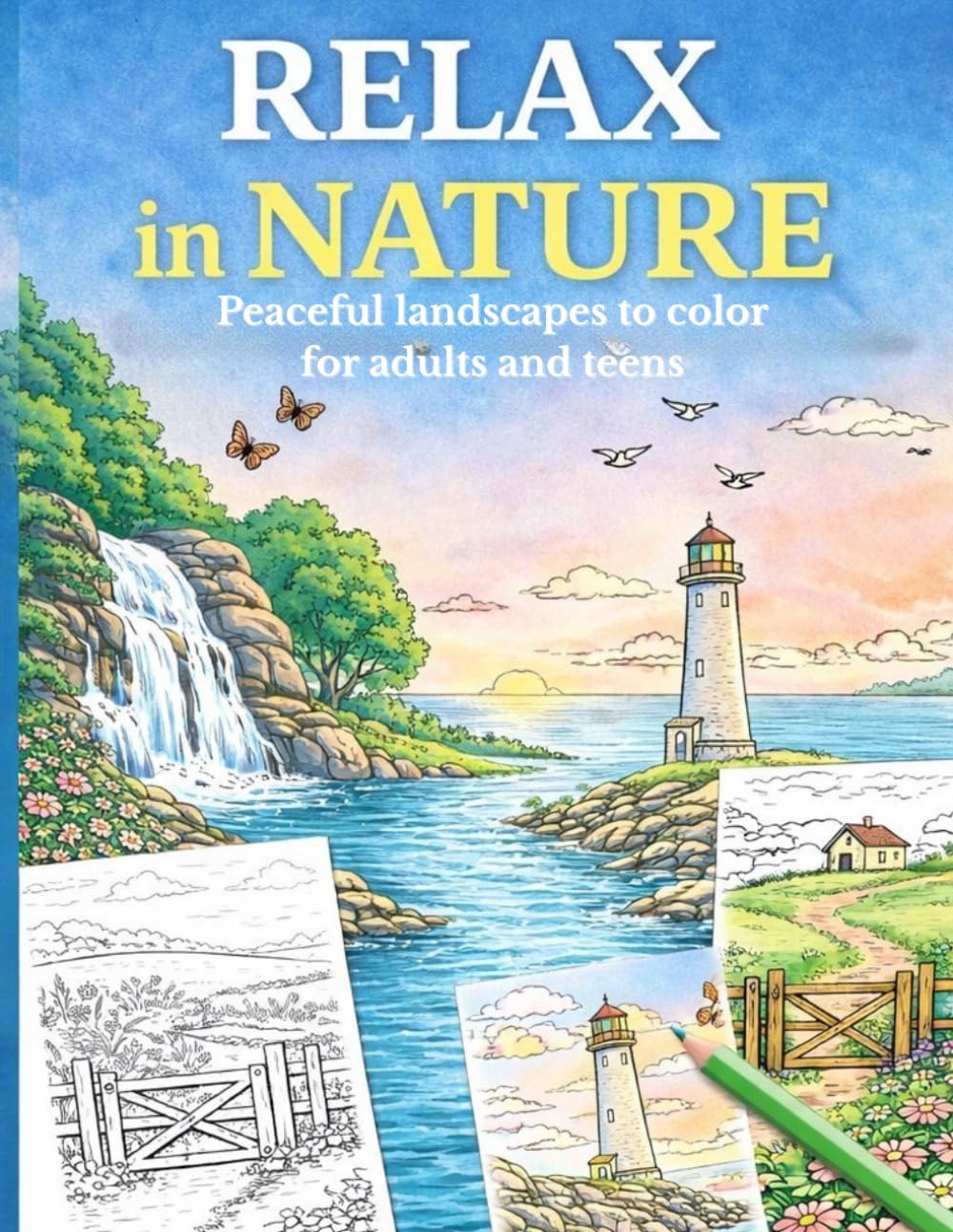 Relax in Nature: Peaceful Landscapes Coloring Book for Adults and teens | Stress Relief & Relaxation