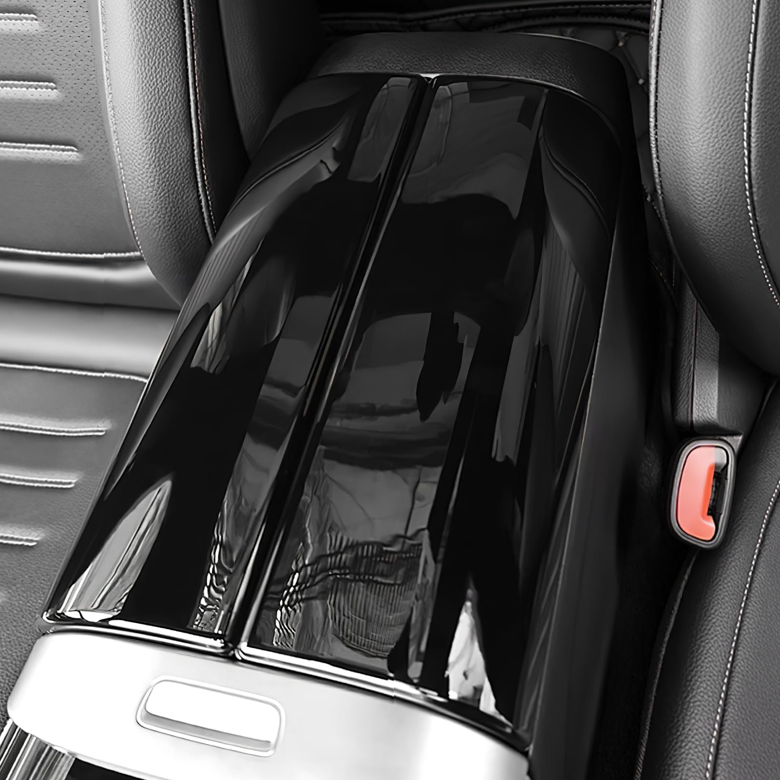KUNGKIC Braccioli Auto Box Copertura Consolle Centrale Protezione Trim Adesivo Interno Per Mercedes Benz Classe C W206 2022-2024 GLC X254 2023-2024 Accessori,ABS (Nero)
